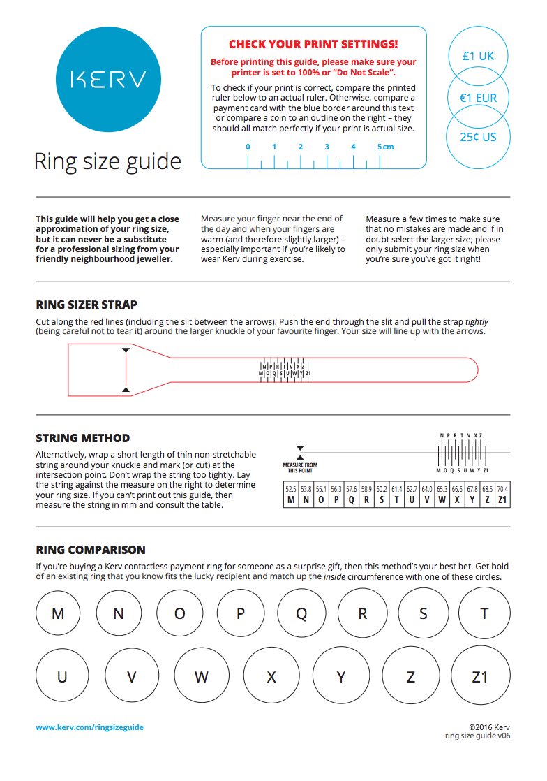 The Payment Ring - Ring Size Guide